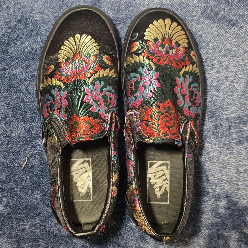Limited Edition Vans Slip-Ons with Colorful Floral Embroidery  (Festival Satin) - Picture 5 of 7